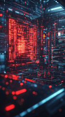 Obraz premium Digital virus infecting a holographic computer