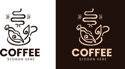 premium logo coffee shop with combination concept batik indonesia, glass, and water