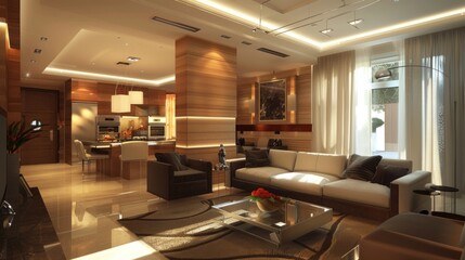 Luxurious modern Living room interior, AI generated image