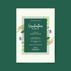 Hand drawn graduation invitation template design for grad party, greeting card, album, ceremony etc.