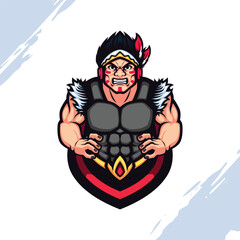 The Indian Tribes Guy wear Dark Armor Vector Mascot