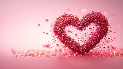 Obraz premium Romantic Heart Shaped Glitter Valentine s Day Love Pink Background Hearts Abstract Celebration