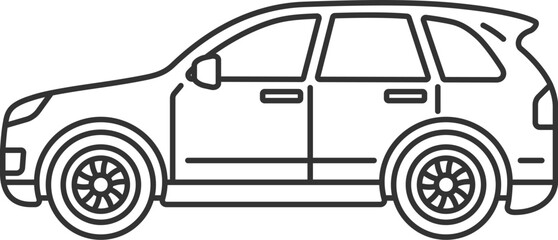 Obraz premium 横から見た、SUVの自動車（線画カラー）のイラスト