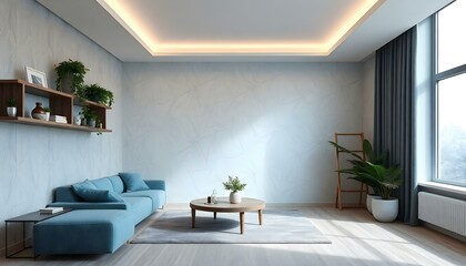 Fototapeta premium Modern minimalist living room design