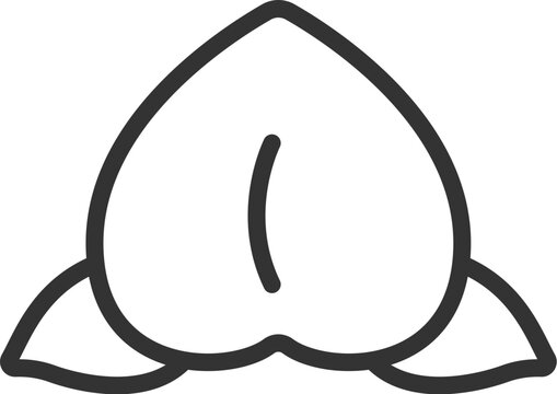recommend clip art: 葉のついた、桃のアイコン（線画）のイラスト