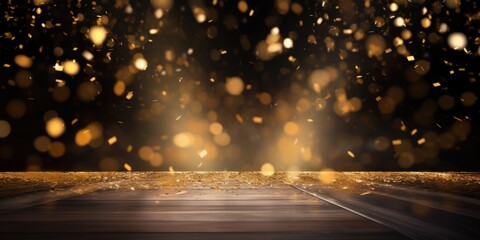 Fototapeta premium Golden Confetti Rain on a Dark Background Creating a Festive Atmosphere Perfect for Celebrations and Special Events