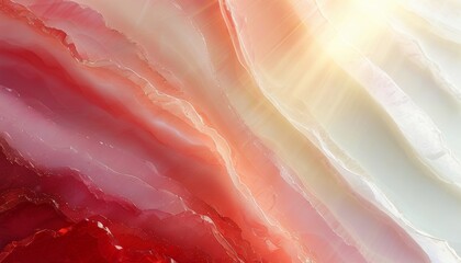 Soft Ivory and Bright Ruby Abstract Waves with Gradients and Textures for Background Design