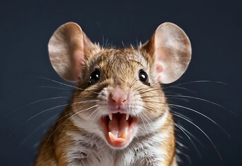 A Cute Mouse With Large Ears Yawning Widely