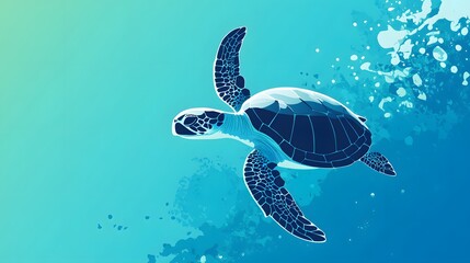 Elegant Sea Turtle Gracefully Swimming Underwater