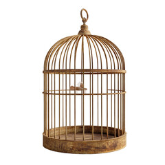 Birdcage with a bird inside.
