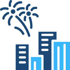 Happy New Year Solid Color Icon