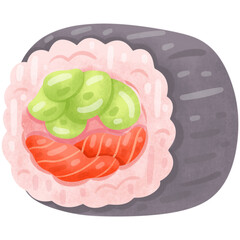 Hand drawn watercolor sushi illustration