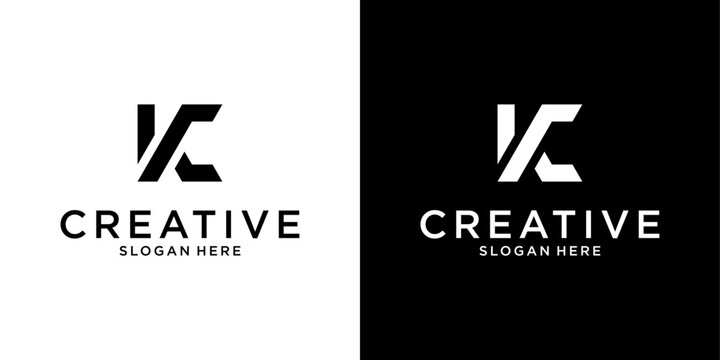 KC or CK initial letter logo design vector