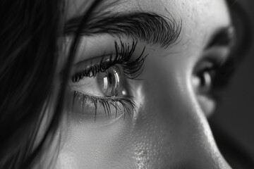 Fototapeta premium A Close-Up Monochromatic Portrait of a Woman's Eyes