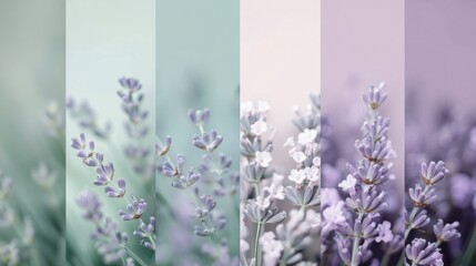 Naklejka premium A soothing pastel color palette featuring dusty lavender and pale mint green blended in a soft gradient effect