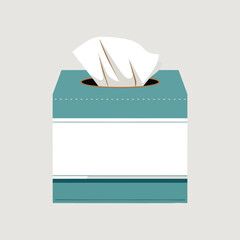 Minimalist Tissue Paper Box and Napkins, Modern Flat Vector Drawing