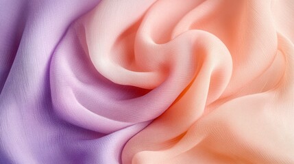 Obraz premium A dreamy gradient shifting from lavender to soft peach, with circular line textures adding depth and realism, giving the illusion of flowing fabric