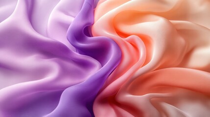 Obraz premium A dreamy gradient shifting from lavender to soft peach, with circular line textures adding depth and realism, giving the illusion of flowing fabric