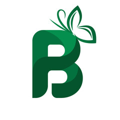 green leaf with a letter Butterfly