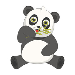 Illustration of Cute Baby Panda. Isolated on White Background. Vector Cartoon Character