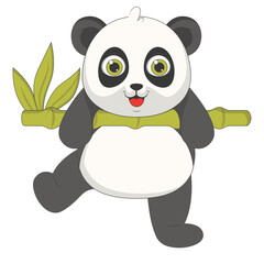 Illustration of Cute Baby Panda. Isolated on White Background. Vector Cartoon Character