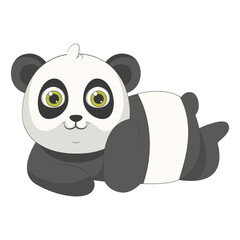Illustration of Cute Baby Panda. Isolated on White Background. Vector Cartoon Character