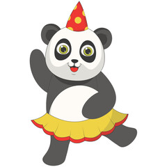 Illustration of Cute Baby Panda. Isolated on White Background. Vector Cartoon Character