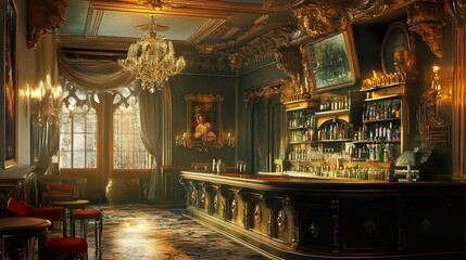 Fototapeta premium Opulent Vintage Bar Interior Design