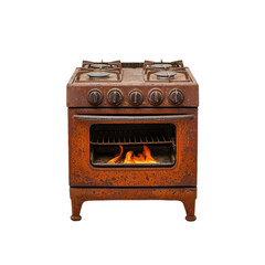 Fototapeta premium Old Rusty Kitchen Stove with Visible Wear and Tear