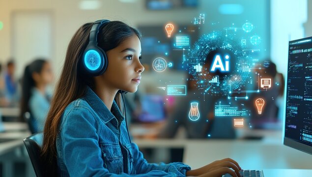 Young Girl Learning AI: Future of Tech Education