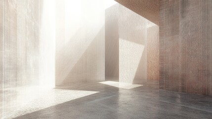 Modern Architectural Space with Soft Light and Abstract Textures in a Minimalist Environment Creating a Serene and Ethereal Atmosphere for Creative Projects