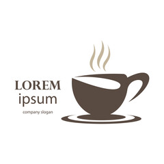 logo design of hot coffee in a glass with smoke