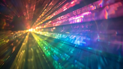 Abstract Rainbow Light Tunnel: A Vivid Display of Color and Energy