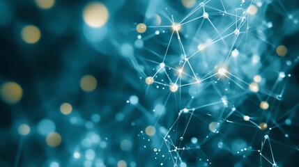 Abstract Representation of Digital Connections in a Vibrant Blue and Gold Color Palette, Conveying Technology, Data Flow, and Network Interactions in a Modern Design