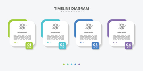 Business infographic template design. 4 options or steps timeline infographic design. Can be used for process diagram, presentations, workflow layout, flow chart, steps, banner.