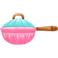 Hand drawn watercolor pan illustration