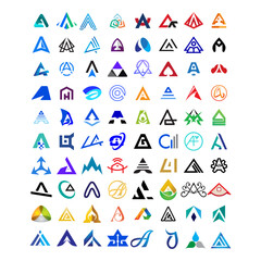 Bundling letter A logo design set. modern vector icon illustration inspiration