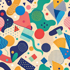 Abstract Geometric Seamless Pattern. Bright Colors and Retro Style