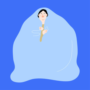 Person wrapped up in a Blanket Vector Illustration