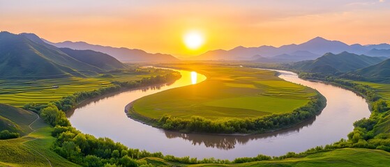 A river with a sunset in the background