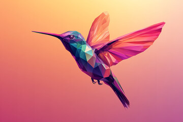 Obraz premium The image is a stylized, low-poly illustration of a hummingbird