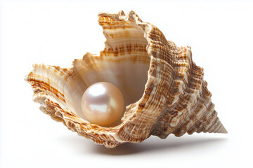 Beautiful shell with a lustrous pearl nestled inside, showcasing nature's elegance and craftsmanship