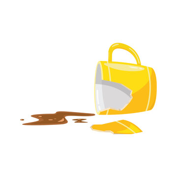 a cup of coffee broke on the floor vector element design