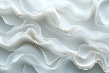 Fototapeta premium Elegant white fabric draping gently with soft folds and waves, creating a serene visual texture in natural light setting