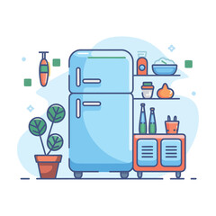 A flat vector illustration of Refrigerator drawing isolated for web design and app icons