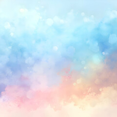 Dreamy Pastel Sky Watercolor Painting. Abstract Art Background