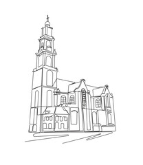 Outline landmarks skyline white and blackPrint