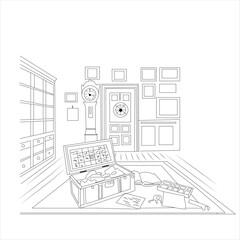 Flat design shelf outline illustration