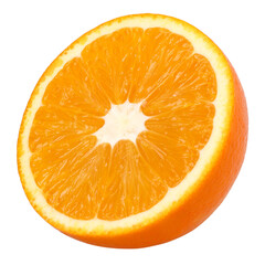 half orange fruit isolated, Orange fruit macro studio photo, transparent PNG, PNG format, single