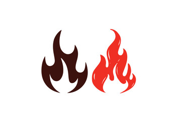 Print   Vector Fire Flame Isolated Icon Set. Campfire, Bonfire, Flame Sign, Front View. Vector Illustration